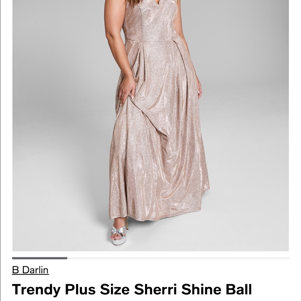 Plus size Pink/silver shimmer ball gown size 22 - Picture 2 of 3